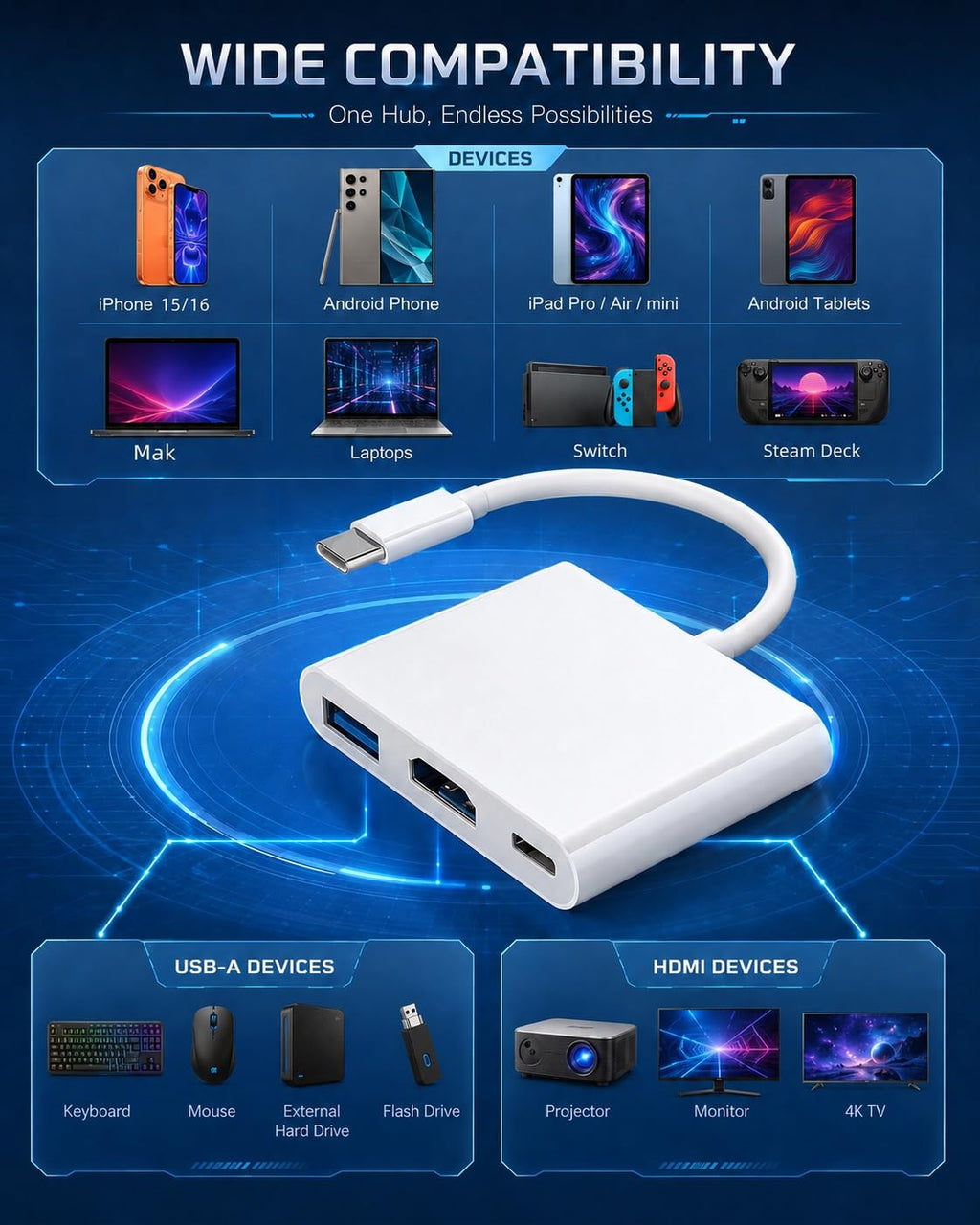 AIRSKY USB-C Digital AV Multiport Adapter, USB C to HDTV Adapter