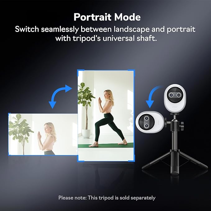 EMEET Piko 4K Webcam for Streaming, World’s 1st Dual-Camera AI-Powered 4K Camera w/AI Autofocus, 3 Mics Array&3 Sound Modes, USB Webcam with Clip, Great for Streaming, Desk Setup and Creative Gifts