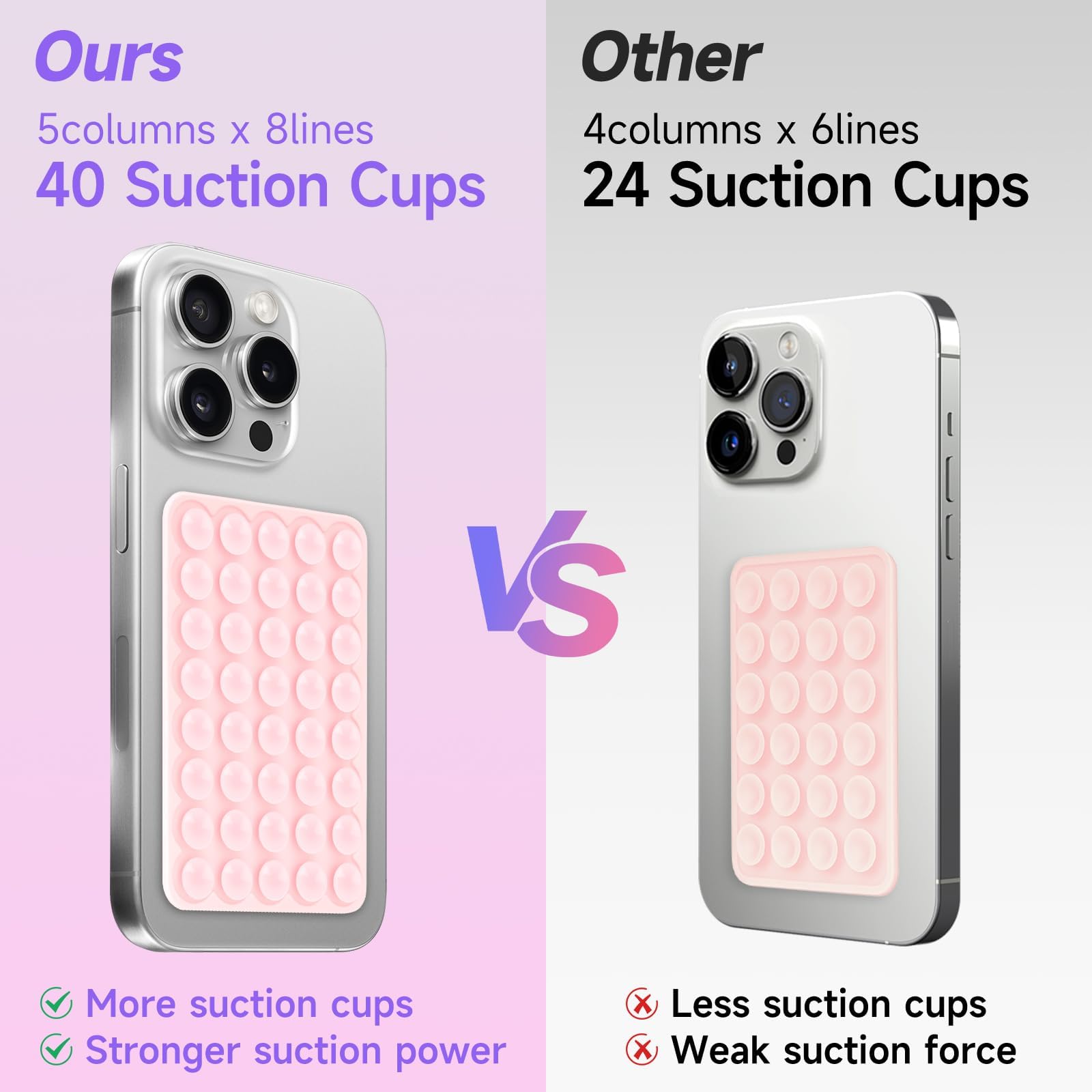 Yojaro Silicone Suction Phone Case Mount, Non Slip Suction Cup Phone Mount, Phone Accessories Holder for Selfies and Videos, Silicon Adhesive Phone Stand Sticky for Cell Phone Pink