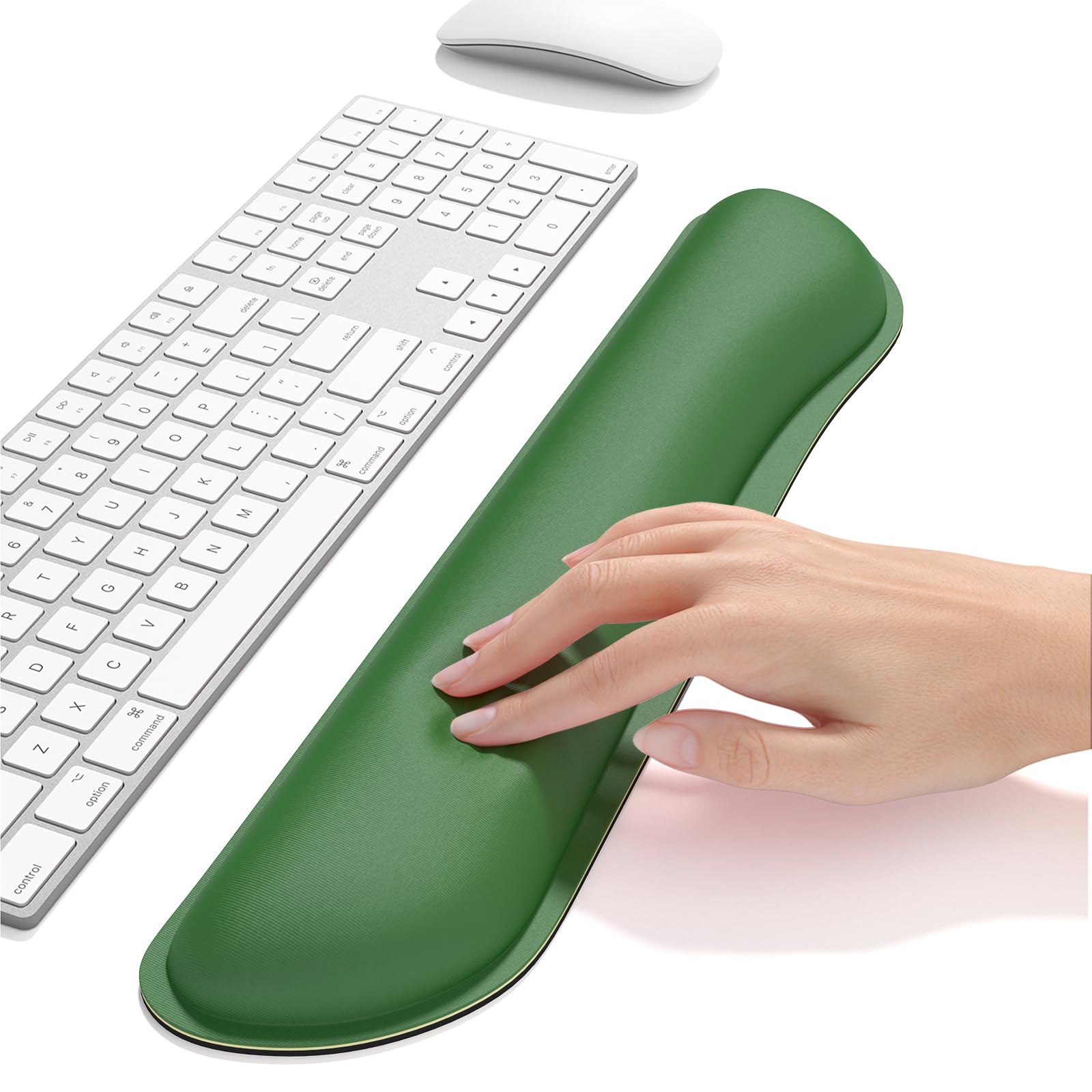 Dapesuom Enlarge Keyboard Wrist Rest, Memory Foam Keyboard Wrist Cushion for Computer Desk Mats Support, Typing Pain Relief Ergonomic Mouse Pad Rests with Non-Slip Base for Gaming Laptop, Forest Green