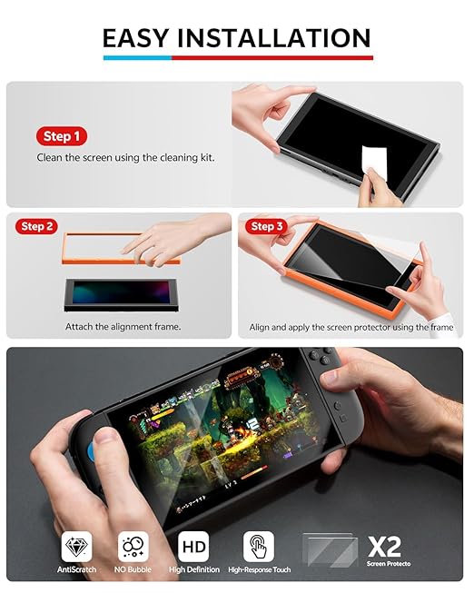 Switch 2 Accessories Bundle for Nintendo, 16-in-1 Game Kit: Carrying Case, Screen Protectors with Alignment Frame, Steering Wheels, Grips for Joycon Controller, Dockable Console Protective Cover Shell