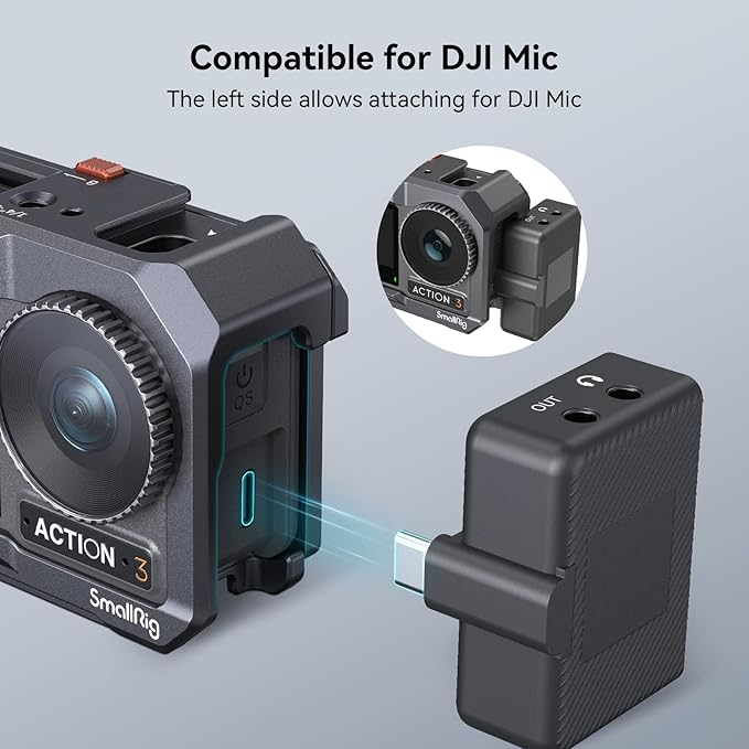 SmallRig Action 5 Pro Action 4 Action 3 Camera Cage for DJI, Protective Cage Compatible for DJI Mic, Protective Frame for Osmo Action 5 Pro Action 4 Action 3-4119C