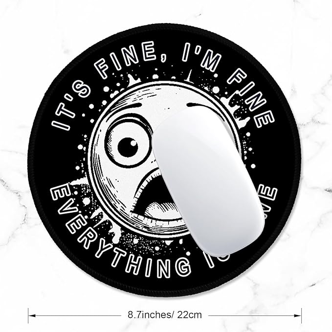 ITNRSIIET Round Mouse Pad with Stitched Edge Premium-Textured Waterproof Non-Slip Rubber Base Desktop Protection Mat Diameter 8.7 inches, Surprised