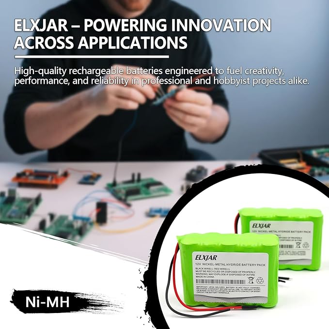 YUTSUJO (2-Pack) 12V 2000mAh Ni-MH Battery Pack with Bare Leads