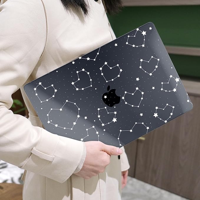 MEEgoodo Case for MacBook Air M4/M3/M2 13.6 inch 2025 2024 2022, Fit Model A3240 A3113 A2681, Compatible with MacBook Air 13 inch, Laptop Hard Shell Case with Keyboard Cover, Constellations & Hearts