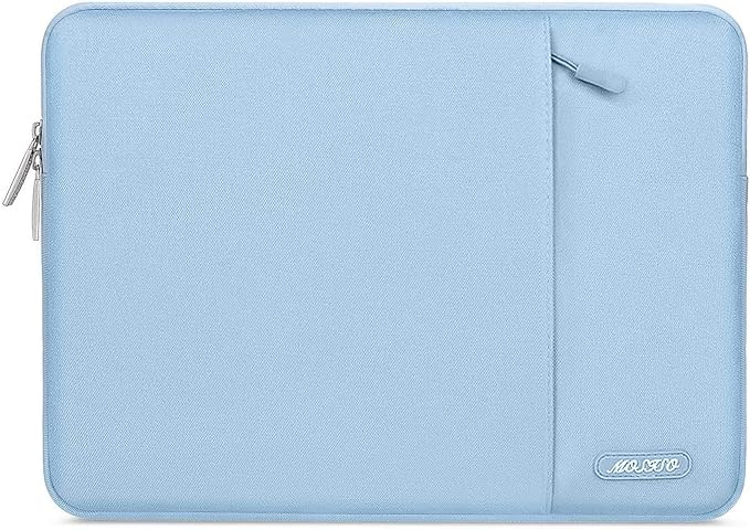 MOSISO Laptop Case 13.3 inch, 13-13.3 inch Laptop Sleeve Compatible with MacBook Air/Pro 13 / Pro 14, HP Dell ASUS Lenovo Notebook, Polyester Vertical Computer Sleeve Bag with Pocket, Air Blue