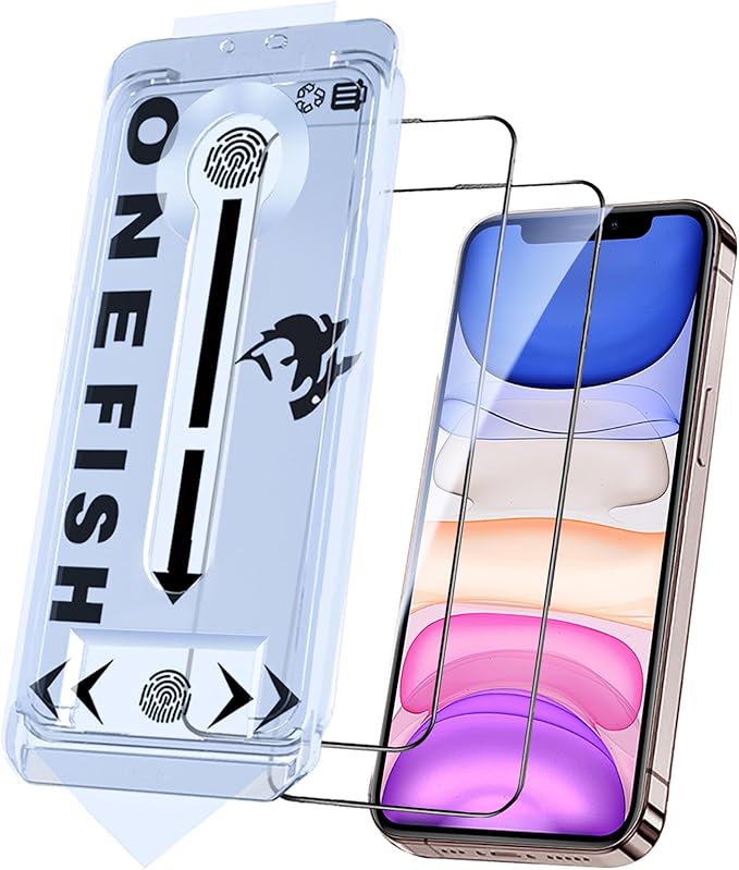 OneFish Privacy Screen Protector for iphone 11 Pro Max/Xs Max, Anti-Spy Tempered Glass Private,Edge Protection Screen Protector with Installation Frame,9H Glass Scratch Resistant
