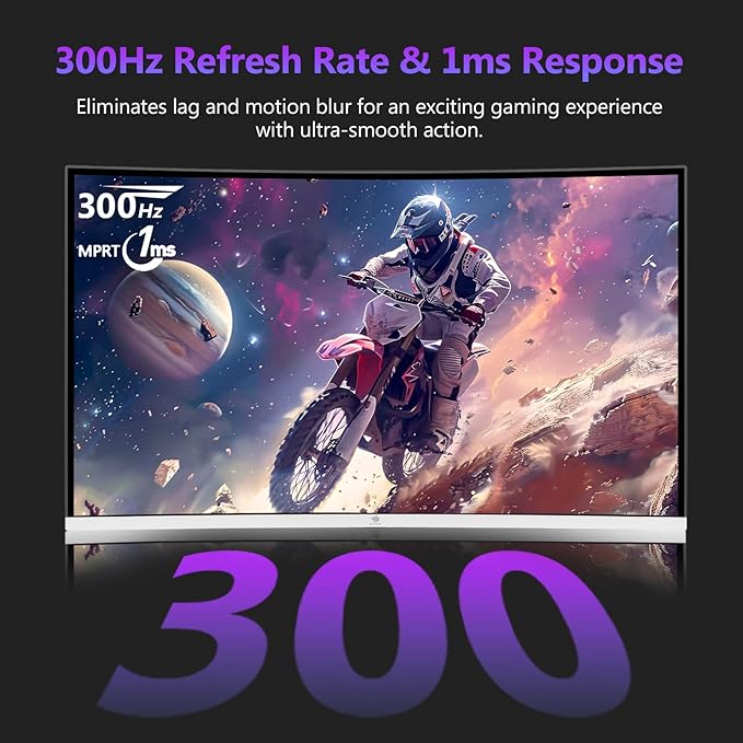 Z Z-EDGE 27 inch Curved Gaming Monitor, FHD 1080P 300Hz 240Hz Computer Monitor, Ultra-Fast MPRT 1ms Curved Monitor, 1500R, 16.7M Colors, UG27H Frameless Bezel, 2X DP 1.4 Ports and 2X HDMI 2.0 Ports