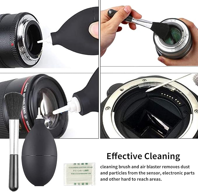 Professional DSLR Camera Cleaning Kit with APS-C Cleaning Swabs, Microfiber Cloths, Camera Cleaning Pen, for Camera Lens, Optical Lens and Digital SLR Cameras.