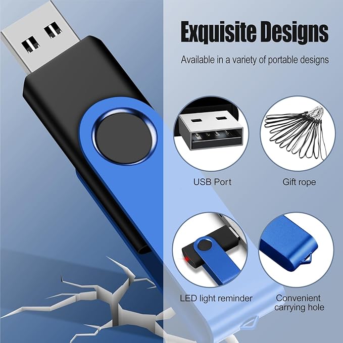 EASTBULL 4GB USB Flash Drive 50 Pack with Lanyards - USB 2.0 Jump Drive for Storage and Backup - Blue 50PCS