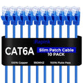 Rapink Patch Cables Cat6a 3ft (10 Pack) Slim, Cat6a Ethernet Patch Cable 10G Support, Snagless Cat 6 Patch Cable for Patch Panel to Switch, Flexiable Cat 6a Ethernet Cable with Gold Plated