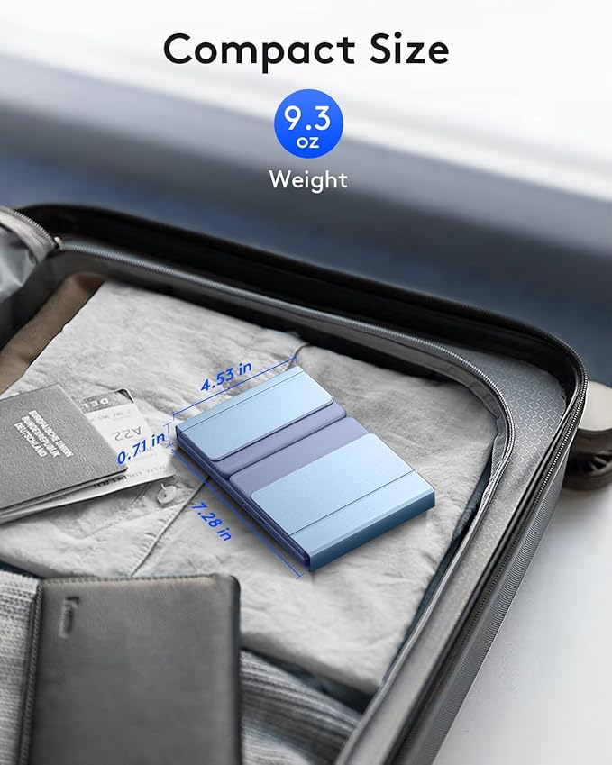Samsers Foldable Bluetooth Keyboard with Numeric Keypad, Full-Size Wireless Folding PU Leather, Portable Travel for iOS Android Windows Mac OS, Support 3 Device(BT5.1 x 3) Blue