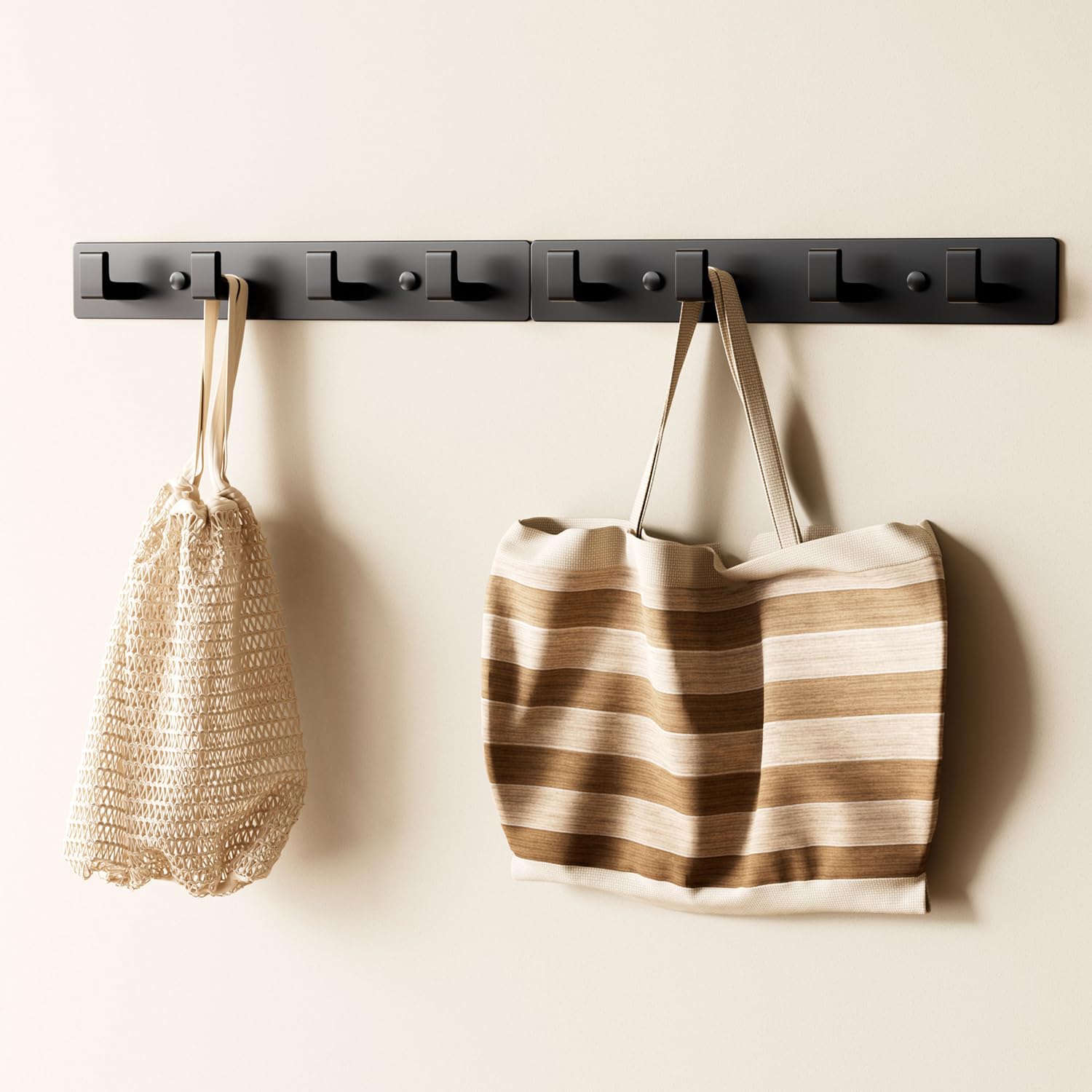 GWAAZXGZ Black Wall Mounted Coat Rack, 8 Right-Angle Hooks, 25 inch