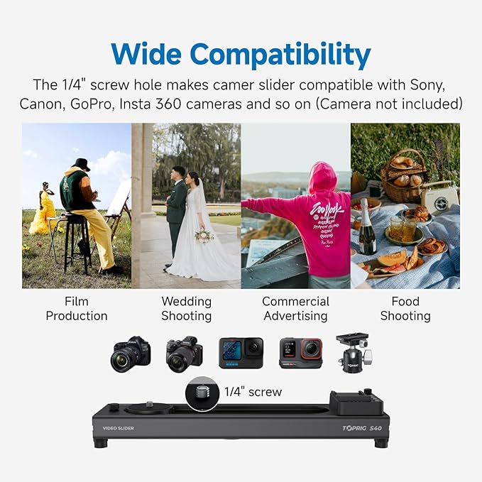 Accsoon Toprig 16inch/40cm Camera Slider Motorized, Button&APP Control, Video Mode/Time-Lapse/Loop Mode/120° Panoramic for Video Shooting Photography Video Slider, Compatible with Gopro DSLR Camera