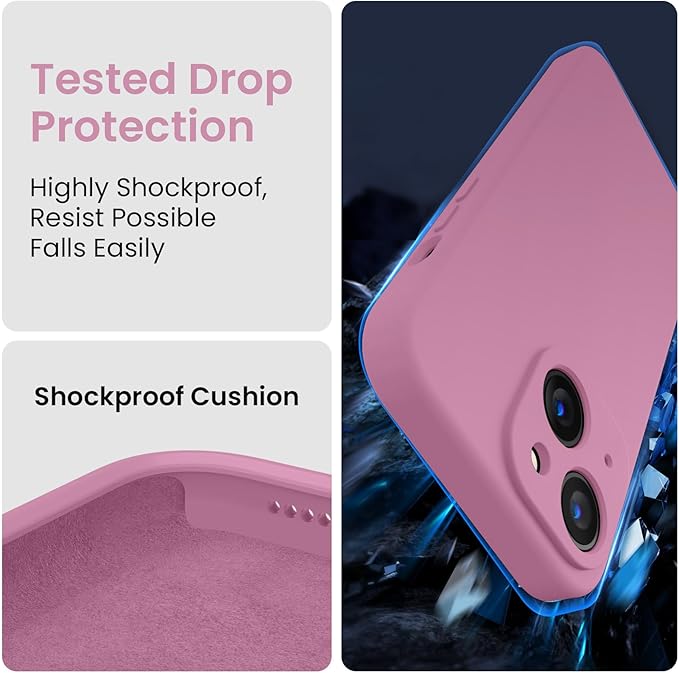 FireNova Designed for iPhone 14 Case, Silicone Upgraded [Camera Protection] Phone Case with [2 Screen Protectors], Soft Anti-Scratch Microfiber Lining Inside, 6.1 inch, Lilac Purple