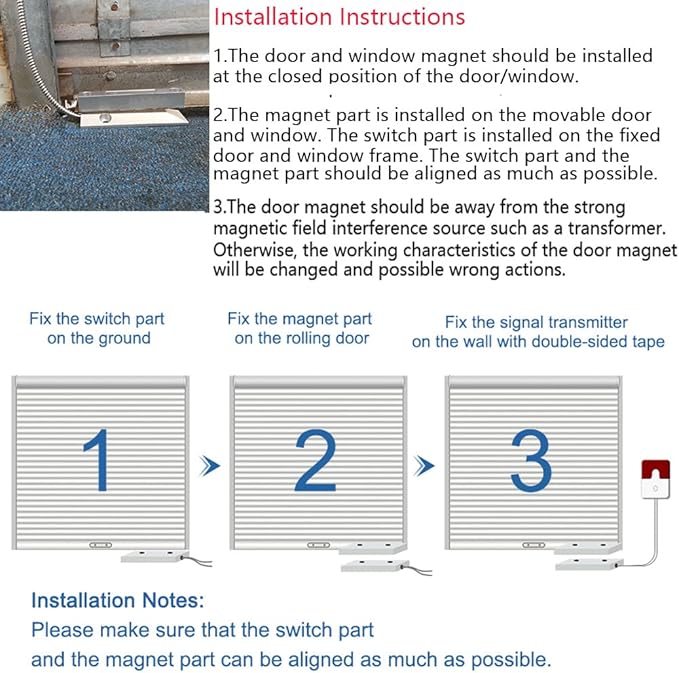 Rolling Door Contact Magnetic Reed Switch Alarm with 2 Wires for NC. Applications MC-56