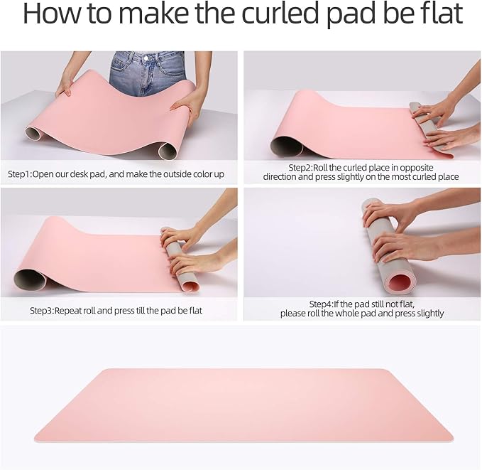 YSAGI Dual-Sided Desk Pad Protector, Desk Mat with Non-Slip - Waterproof PU Leather Office Desk Blotter for Mouse, Keyboard, Writing,31.5" x 15.7",Pink