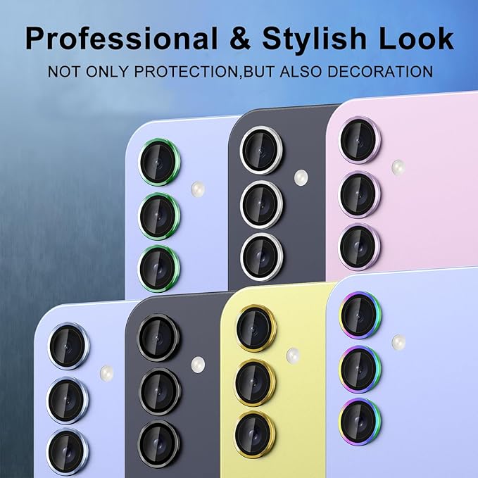 for Samsung Galaxy A35 5G Camera Lens Protector, Individual Metal Ring Tempered Glass Lens Cover, [Strong Adsorption] Scratch Resistant Ultra-Thin HD Clear Lens Cover, 1 Set-Black