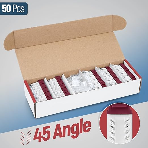 Everest 45° Angled RJ45 Cat6 Keystone Jacks 50-Pack in Red - Slim Profile Female RJ45 Connectors - Cat 6 Keystone Jack - Compatible with 45° Angled Speed Termination Tool - 45Term (B0BL3GS7ZY)