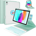 BLUTLOTUS for iPad 11th (A16) 10th Generation Case with Keyboard (2025/2022) - 360° Rotatable Magnetic Folio Cover, 7 Color Backlit Detachable Keyboard with Pencil Holder(Green)