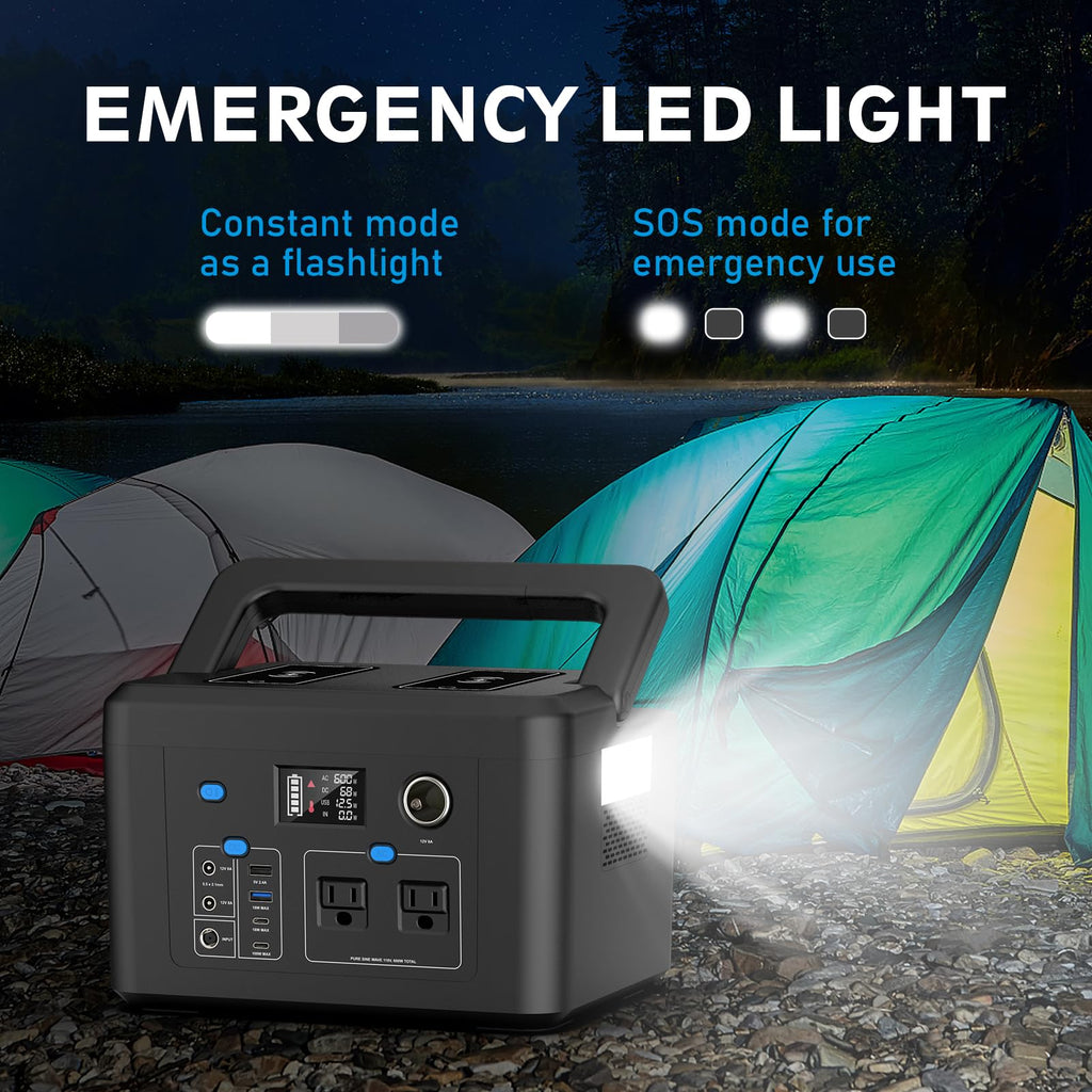 600W Portable Power Station, 296Wh Lithium Solar Generator for Camping