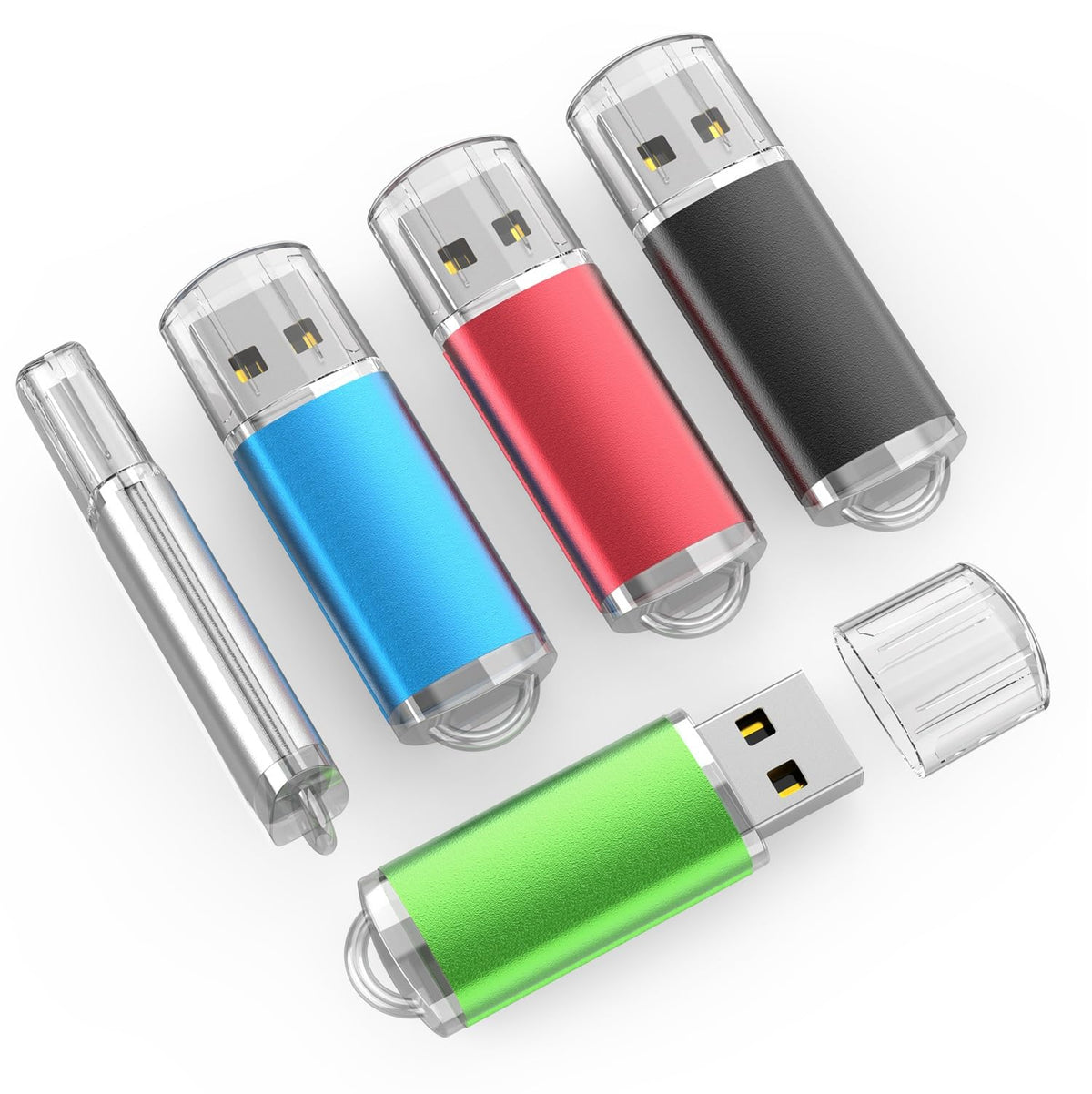 TOPESEL USB Flash Drive 5 Pack 4GB USB 2.0 Flash Drive Memory Stick USB Drive Thumb Drives USB Stick (5 Mixed Colors: Black Blue Green Red Silver)
