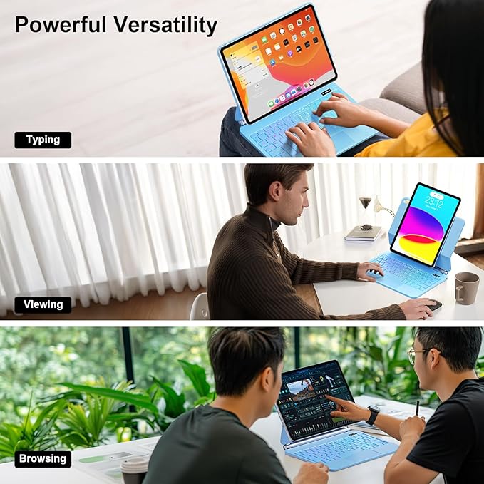 for iPad 11th (A16) & 10th Generation Case with Keyboard – Magic-Style Magnetic – Floating Cantilever Stand - Multi-Touch Trackpad Keyboard Case for iPad 11 inch 2025&10th Gen 10.9 inch (Sky Blue)