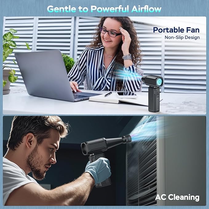 Compressed Air Duster,130000RPM Electric Duster,Stepless Speed Mini Air Blower,Replace Canned Air Duster,Cordless Rechargeable Jet Fan Blower for Keyboard Computer Car Cleaning Dry-Blue