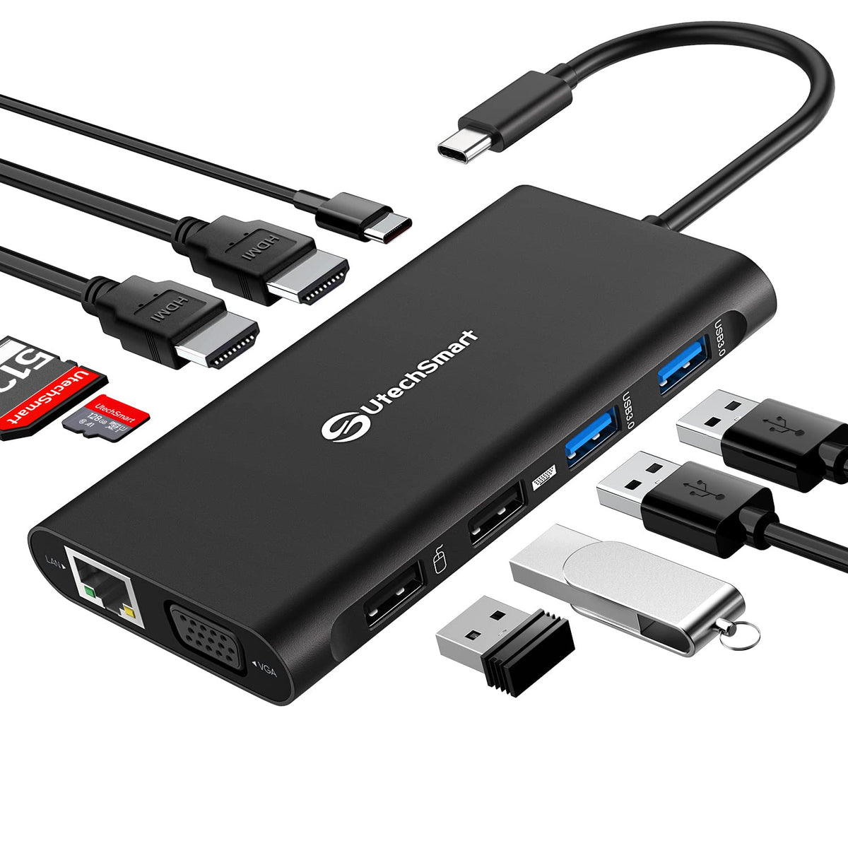 UtechSmart USB C Docking Station, Dual Monitor, Laptop Docking Station
