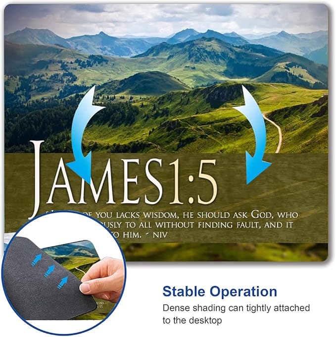 Mouse Pad, Mountains Mouse Pad Custom Design, Square Waterproof Mouse Pad Non-Slip Rubber Base MousePads for Office Laptop, 9.5"x7.9"x0.12" Inch（Bible Verse）