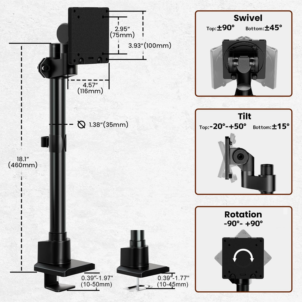 24-57'' Ultrawide Monitor Desk Mount, Aluminum Heavy Duty Monitor Arm