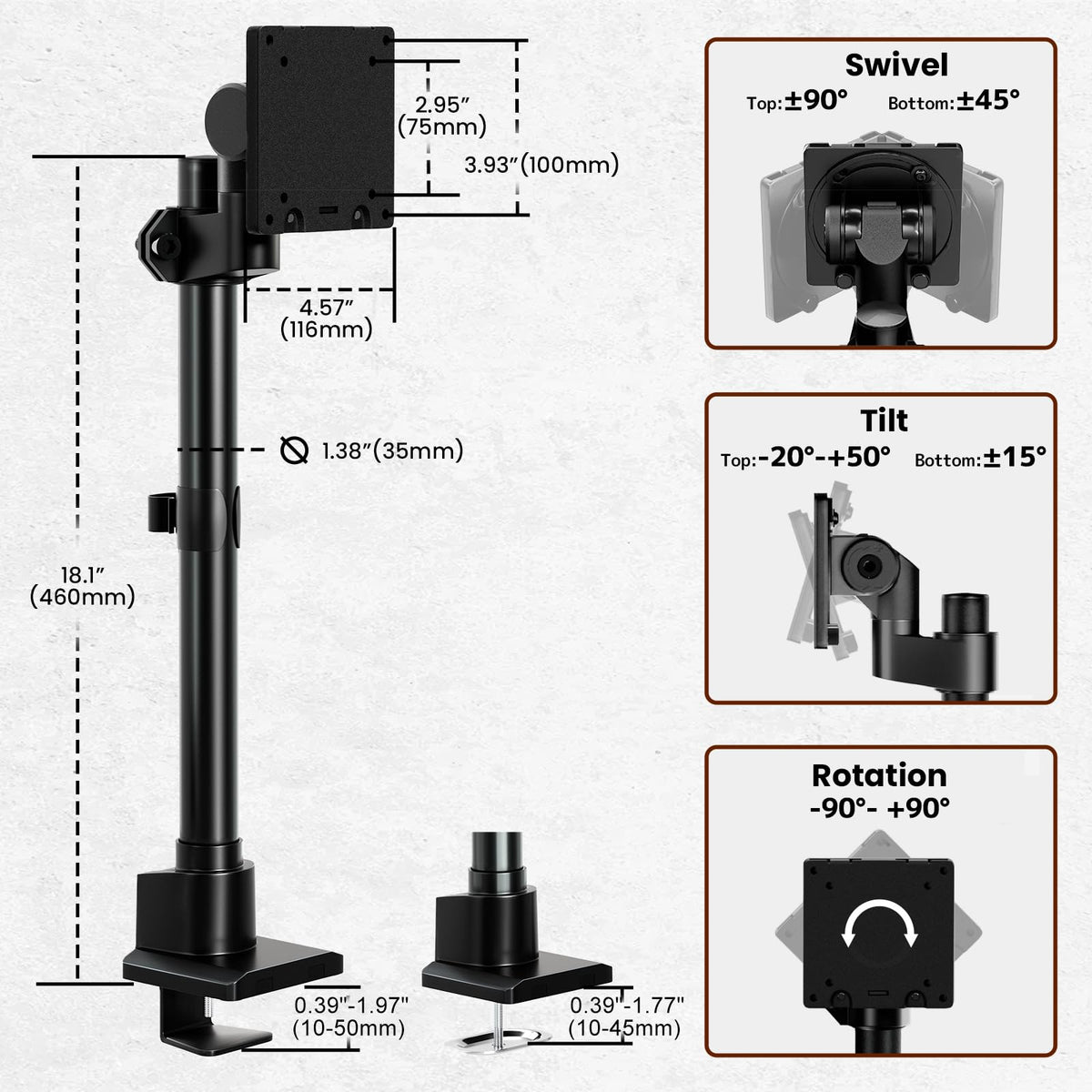 24-57'' Ultrawide Monitor Desk Mount, Aluminum Heavy Duty Monitor Arm