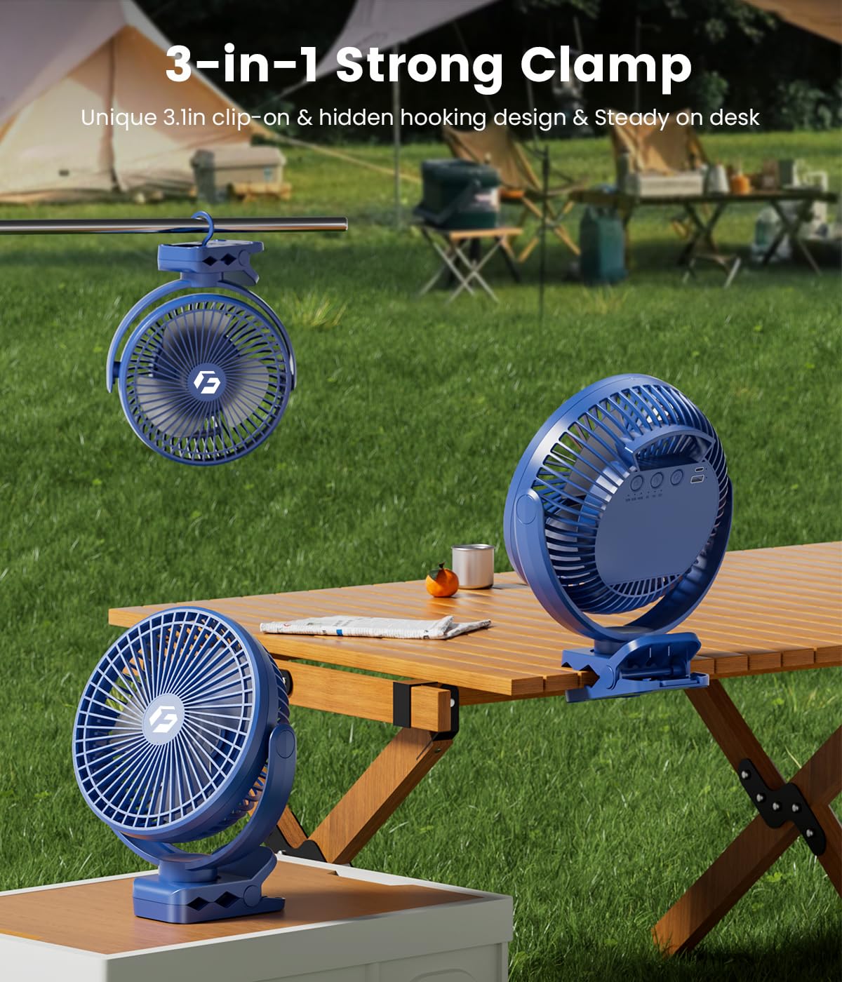 8" Clip on Fan, 20000mAh Rechargeable Fan Battery Portable, Strong Airflow