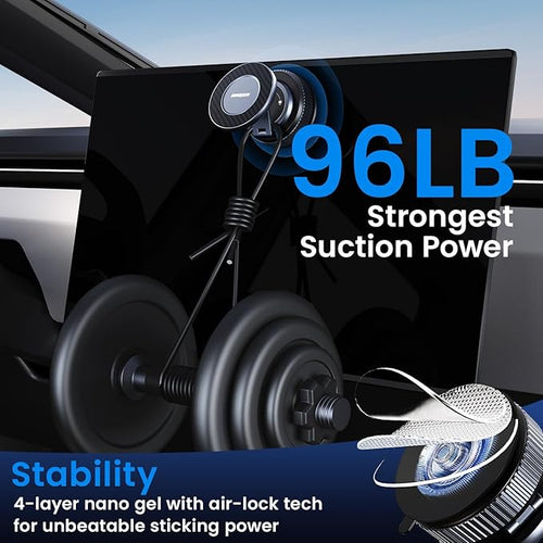 BEEGROW Magnetic Car Phone Holder for Magsafe, Alloy 360° Folding Cell Car Phone Mount with Ultra Stable Suction Cup and Reusable Gel, Dashboard Windshield Stand for iPhone 17-12 Android Pixel Samsung