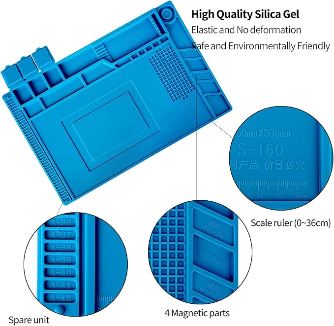Kaisi S160 Soldering Mat Insulation Silicone Magnetic Repair Work Mat