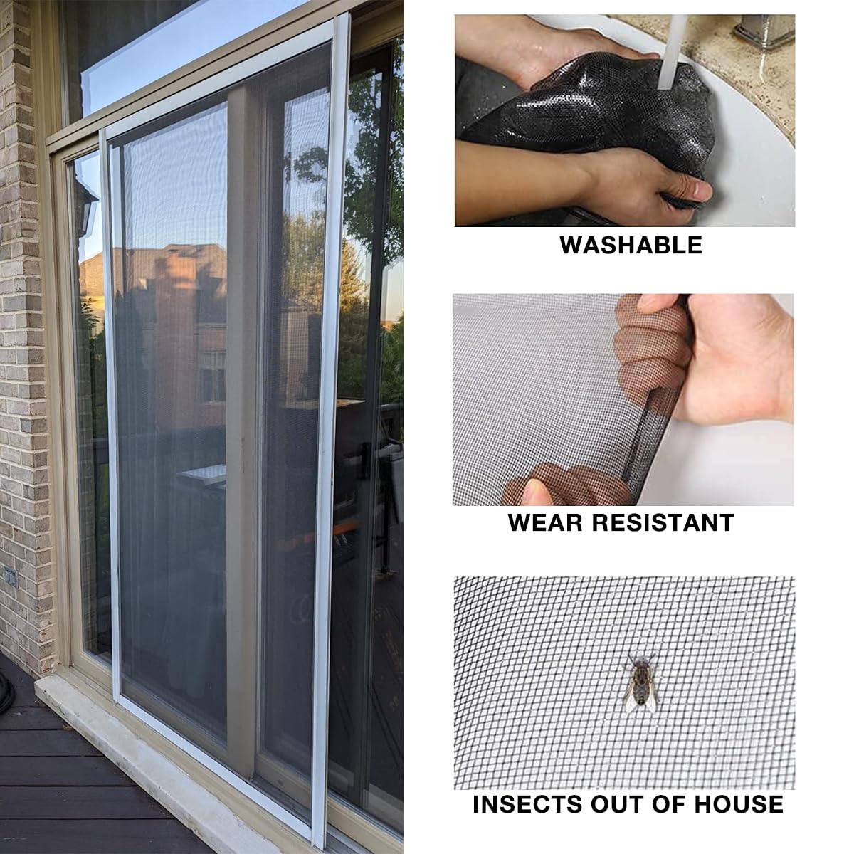 36IN*100FT Window Screen Mesh,Fiberglass Screens Roll,Pet Proof Window Screen Replacement,DIY Screening Mesh Netting for Windows, Door, Pool, Porch,Patio -Black (90cm*30m)