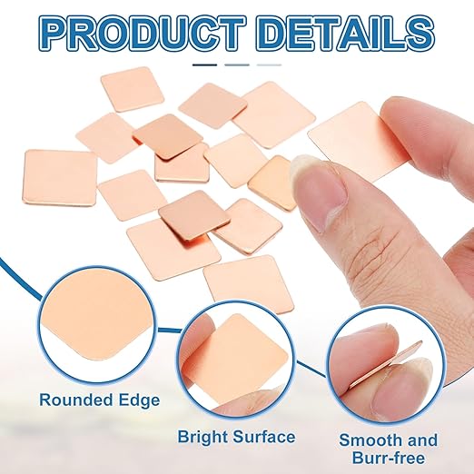 PATIKIL Copper Heatsink Pad Shims, 24 Pcs 15x15x2mm Copper Pad Shim IC Chipset GPU CPU Thermal Heatsink for Cooling Laptop Desktop Computer