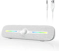 SOULION R90 Bluetooth Computer Speakers for Desktop, USB Powered 3.5mm AUX PC Speakers with LED Dynamic Light, Portable Soundbar Speaker with Rotary Volume Control for Laptop Monitor, White