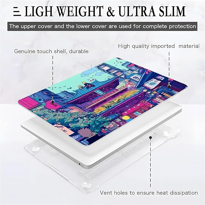 Compatible with MacBook Air 13.3 13.6 Inch Case 2022 2021 2020 2019 Plastic Hard Shell Case Cover,13.3 Pro(A1706/A1708/A1989/A2159/A2289/A2338), Traditional Japanese Architecture