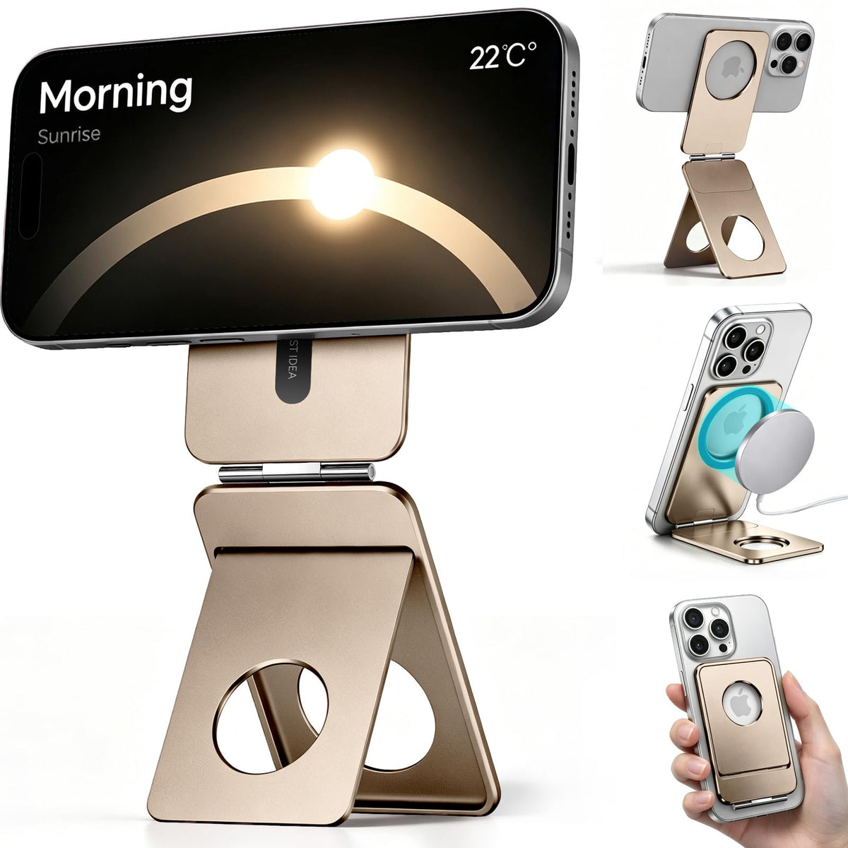 1ST IDEA for MagSafe Tripod Stand Ultra-Thin 0.23" | Aluminum Alloy Magnetic Tripod for iPhone, Flexible 20x Magnet Phone Stand Gift Accessories for Women Men for iPhone 17 16 15 14 13 12 Series