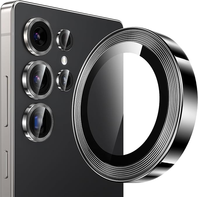 YWXTW [2025 Original Like for Samsung Galaxy S25 Ultra Camera Lens Protector, [Ultra-Thin & 6X Stronger] S25 Ultra Camera Lens Cover, 9H Tempered Glass Upgraded Metal Edging(Titanium Black)