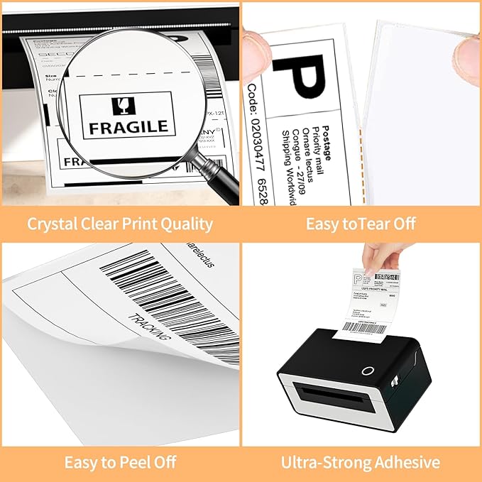 40 Rolls 4" x 6" Direct Thermal Printer Label, 250 Labels/Roll, Total 10000 Thermal Shipping Labels, Strong Adhesive, Commercial Grade, Perforated, Compatible with Most Thermal Printers (NOT for DYMO)