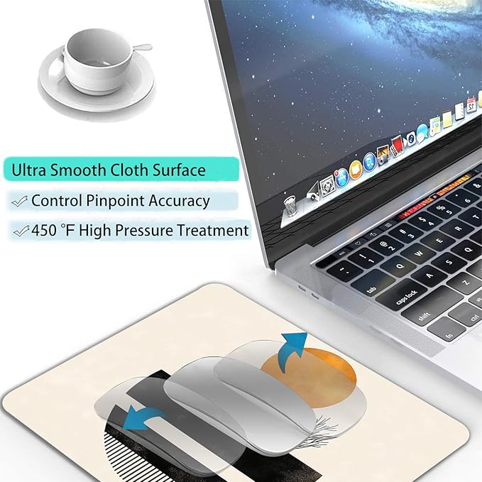 Aesthetic Art Magic Boho Custom Mouse Pad with Non-Slip Rubber, Small Square Design for Wireless Laptop & Computer Mouse Pads for Desk, 9.5 x 7.9 inch Smooth Surface for Gaming & Office