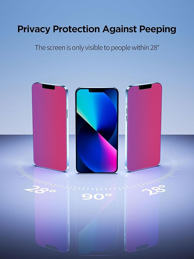 Compatible for iPhone 12 Pro Max Privacy Screen Protector Tempered Glass 6.7 Inch, Pink Gradient Anti Spy Anti Blue Light HD Easy Installation