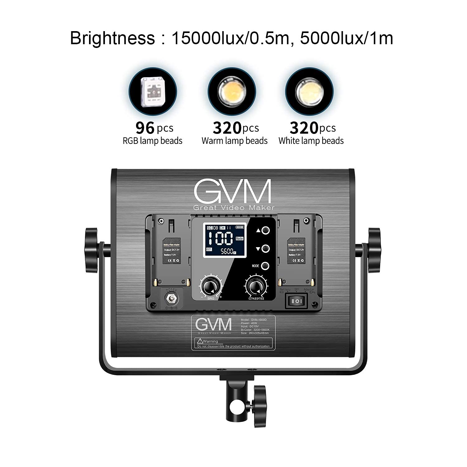 GVM RGB LED Video Light, Photography Lighting with APP Control, 1000D Video Lighting Kit for YouTube Studio, 3 Packs Led Panel Light, 3200K-5600K, 8 Kinds of The Scene Lights, CRI 97