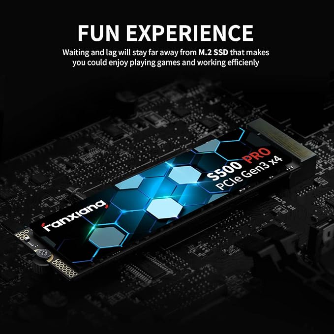 S500 Pro 512GB NVMe SSD M.2 PCIe Gen3x4 2280 Internal Solid State Drive, SLC Cache 3D NAND TLC, Up to 3200MB/s, Compatible with Laptop and PC Desktops(Black)