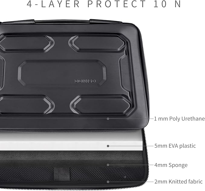 DOMISO 14 inch Laptop Sleeve with Handle Shockproof Computer Bag Waterproof EVA Protective Carrying Case for 14" ThinkPad E480/Yoga 920/13.5" Microsoft Surface Book/HP Pavilion 14 Stream 14, Black