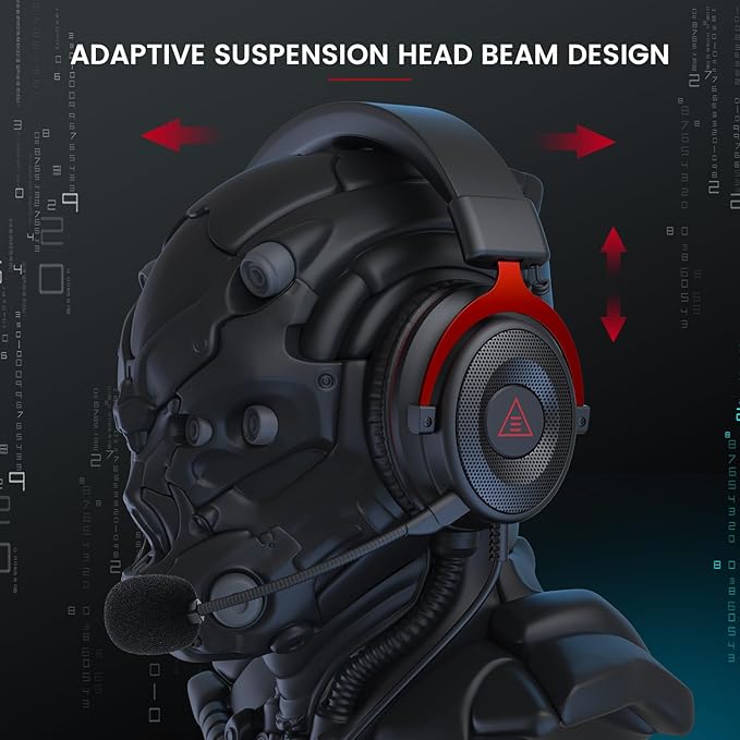EKSA E900 Gaming Headset with Microphone - PC Headset with Detachable Noise Canceling Mic, 3D Surround Sound, Wired Headphone for PS4, PS5, Xbox, Computer, Laptop, Switch, Handheld (3.5MM Jack)