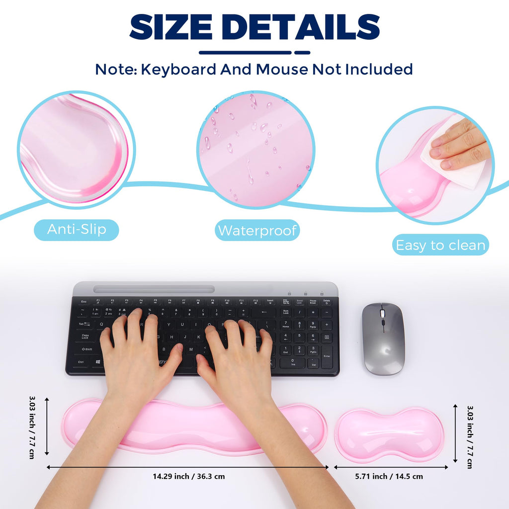 ABRONDA Gel Wrist Rest for Keyboard and Mouse, Wrist Rest for Keyboard, Mouse Wrist Support, Pain Relief, Cool Touch, Non-Skid, Mouse Wrist pad