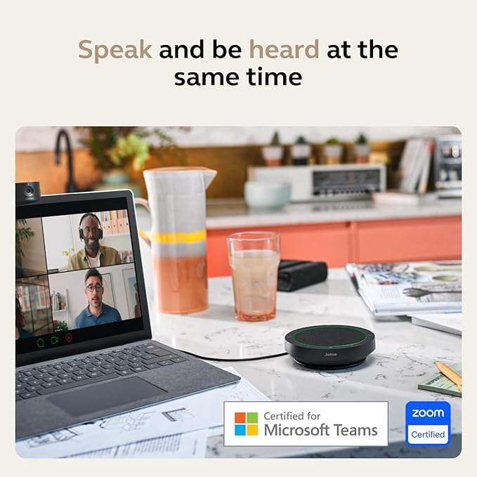 Jabra Speak2 75 (2025 Edition) Wireless Bluetooth Speakerphone - 4 Noise-Cancelling Mics, 65mm Speakers - New Linking Feature - USB-A & USB-C Adapter - Certified for Microsoft Teams - Dark Grey
